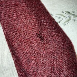 Yves Saint Laurent Burgundy Wool Tie